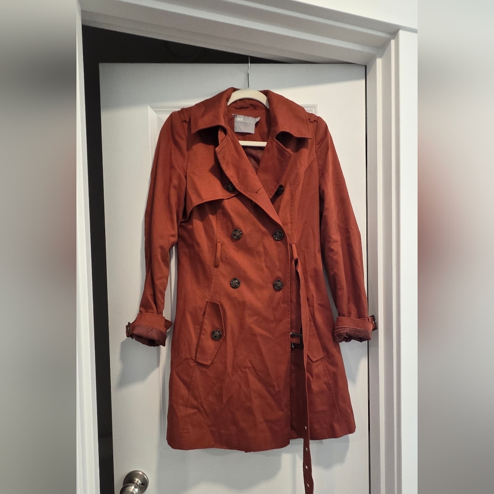 ASOS Double-Breasted Trench Coat in Rust